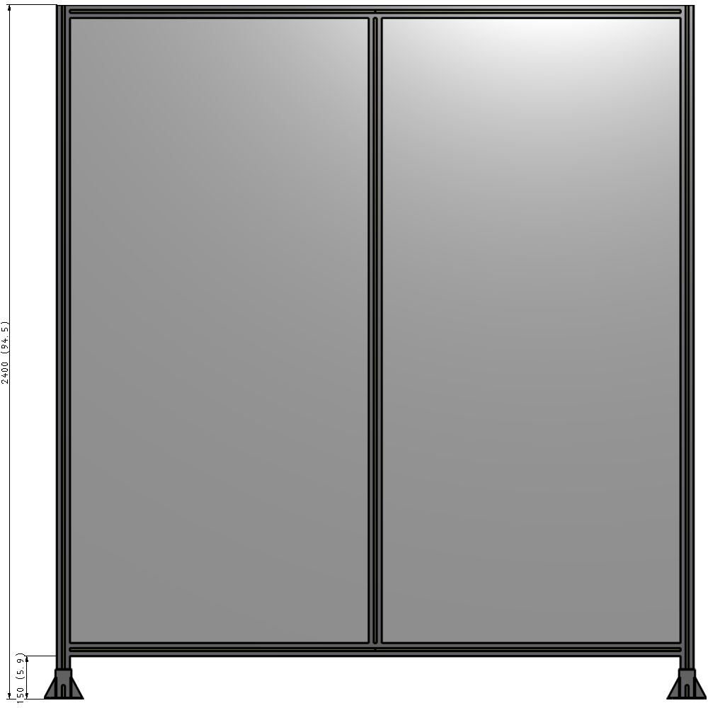 B3-2400-2200-0150-ZYPFA DOUBLE PANEL-LEG ON EACH SIDE 2400MM X 2200MM 1/4" POLYCARBONATE, FULLY ASSEMBLED