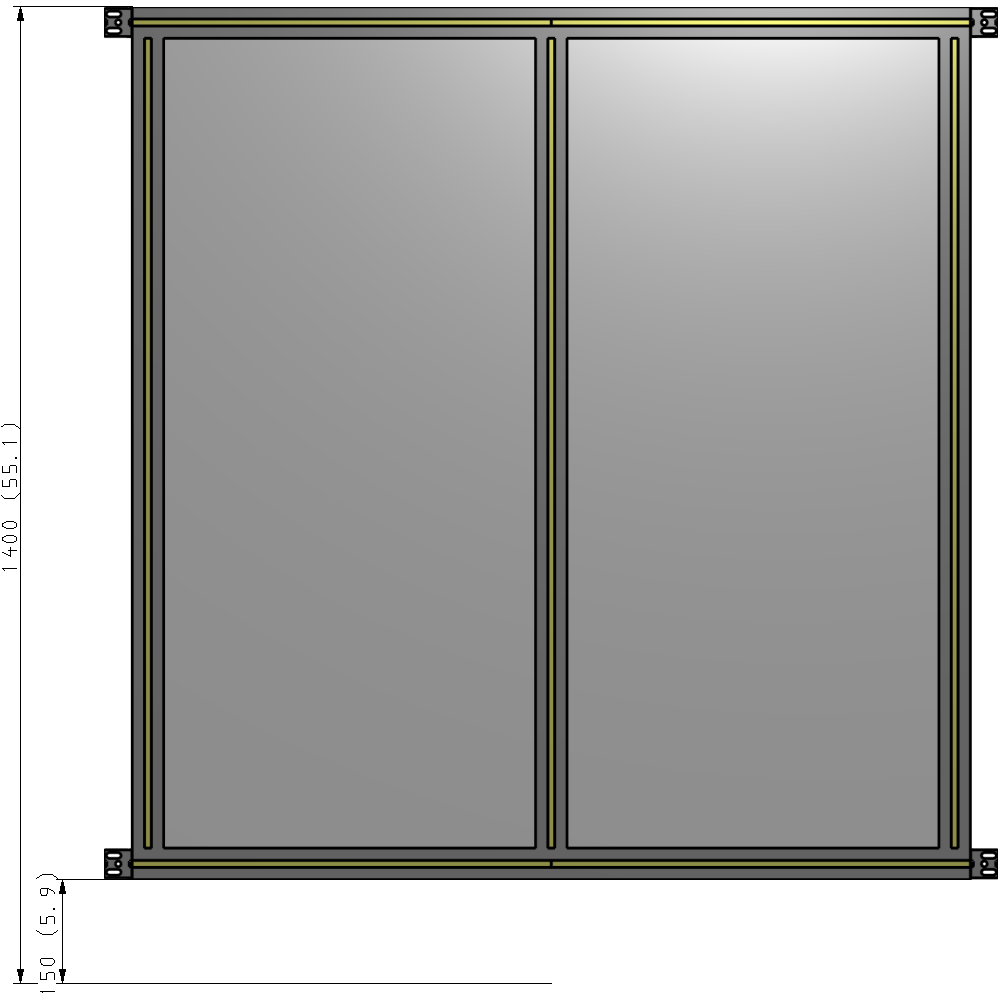 B4-1400-1200-0150-HYPZK DOUBLE PANEL-NO LEGS, HINGE CONNECTORS 1400MM X 1200MM 1/4" POLYCARBONATE, ASSEMBLED