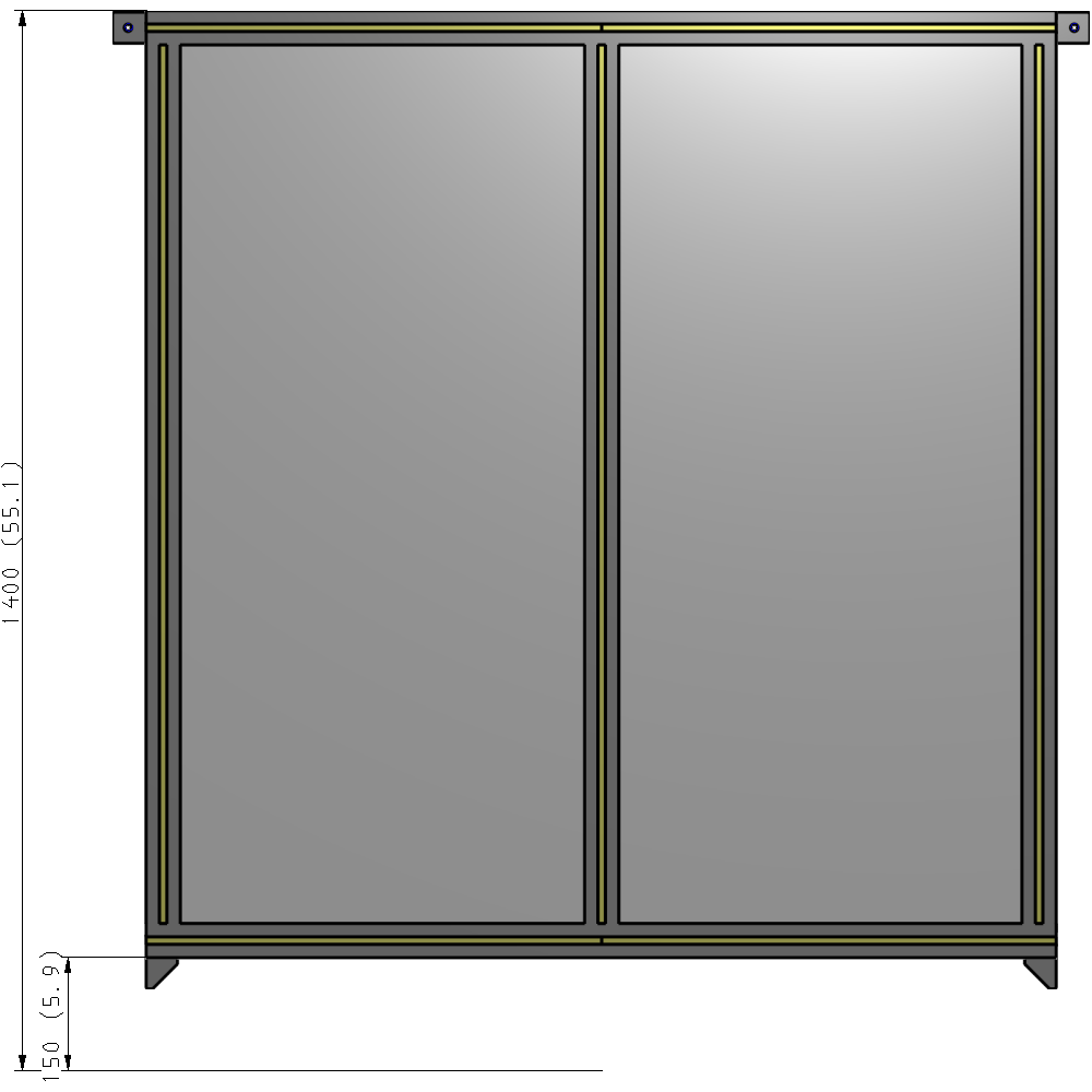 B4-1400-1200-0150-TYPZA DOUBLE PANEL-NO LEGS, TIE PLATE AND ANGLE CONNECTORS 1400MM X 1200MM 1/4" POLYCARBONATE, AS A KIT