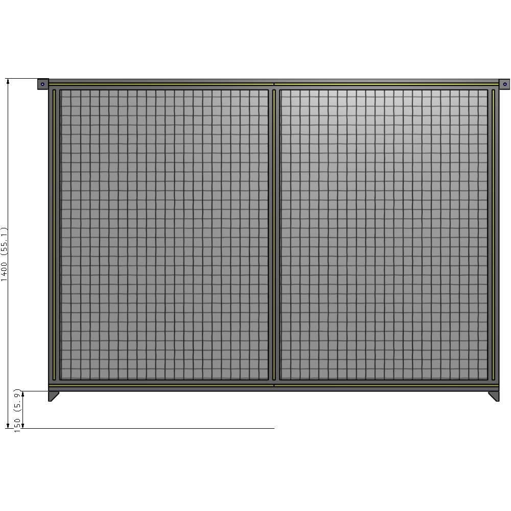 B4-1400-1800-0150-TYMZK DOUBLE PANEL-NO LEGS, TIE PLATE AND ANGLE CONNECTORS 1400MM X 1800MM 1" MESH, FULLY ASSEMBLED