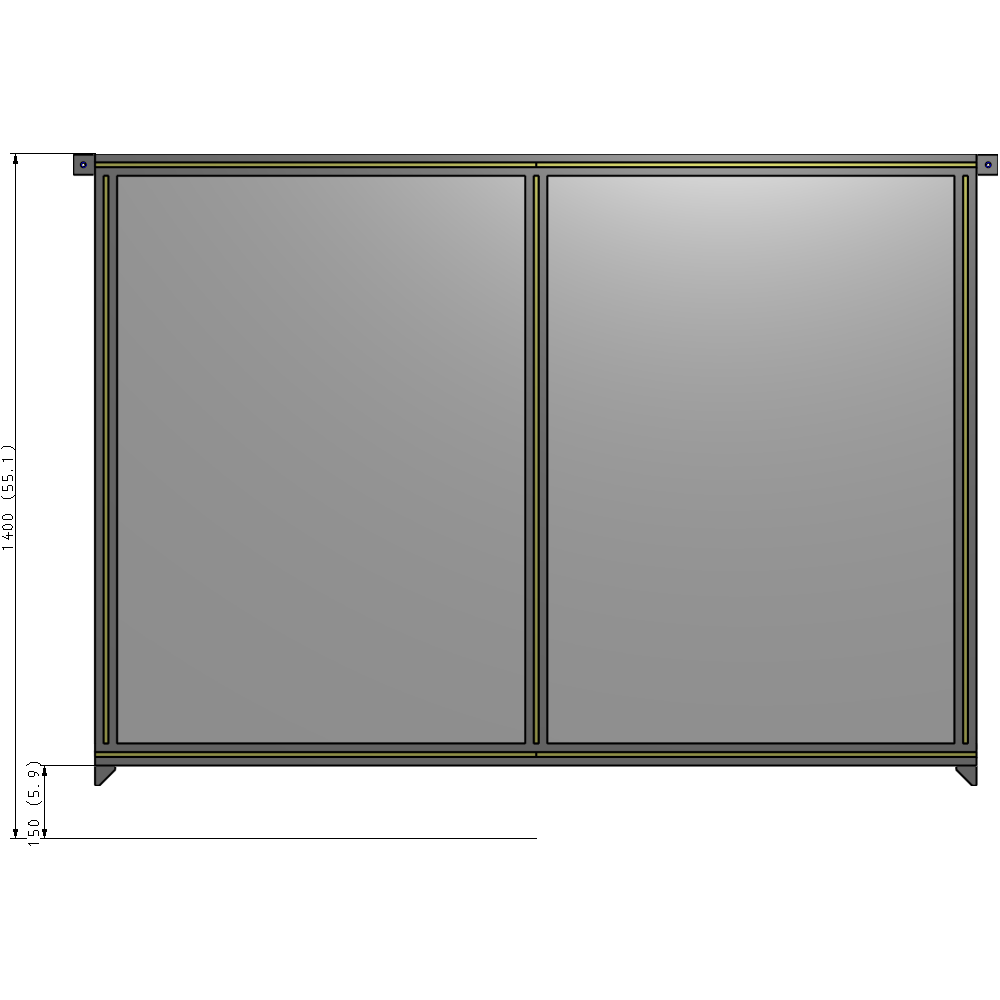 B4-1400-1800-0150-TYPZK DOUBLE PANEL-NO LEGS, TIE PLATE AND ANGLE CONNECTORS 1400MM X 1800MM 1/4" POLYCARBONATE, ASSEMBLED