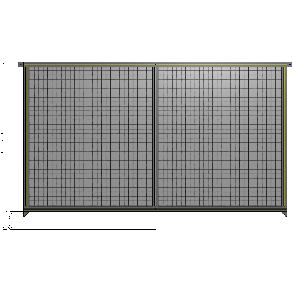 B4-1400-2200-0150-TYMZK DOUBLE PANEL-NO LEGS, TIE PLATE AND ANGLE CONNECTORS 1400MM X 2200MM 1" MESH, AS A KIT