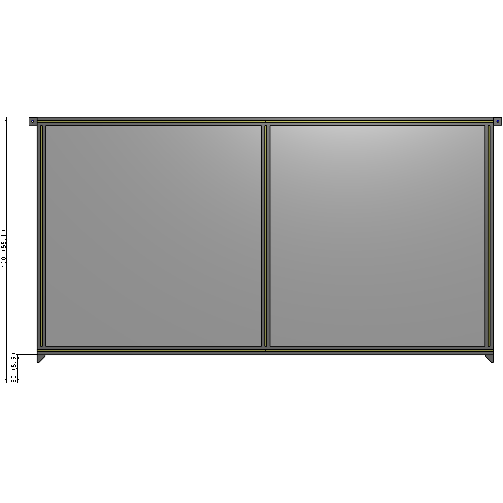 B4-1400-2400-0150-TYPZA DOUBLE PANEL-NO LEGS, TIE PLATE AND ANGLE CONNECTORS 1400MM X 2400MM 1/4" POLYCARBONATE, ASSEMBLED