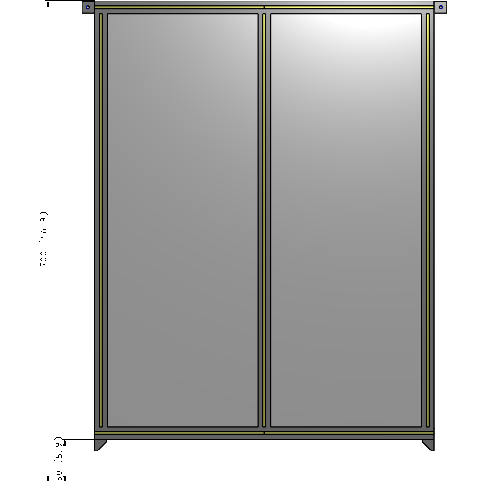 B4-1700-1200-0150-TYPZA DOUBLE PANEL-NO LEGS, TIE PLATE AND ANGLE CONNECTORS 1700MM X 1200MM  1/4" POLYCARBONATE, AS A KIT