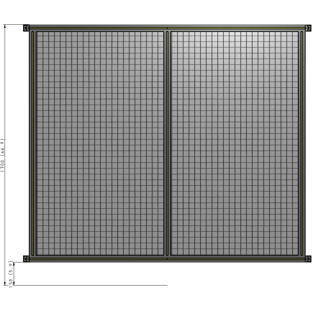 B4-1700-1800-0150-HYMZK DOUBLE PANEL-NO LEGS, HINGE CONNECTORS 1700MM X 1800MM  1" MESH, FULLY ASSEMBLED