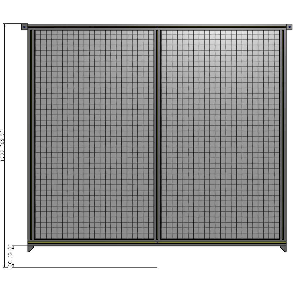 B4-1700-1800-0150-TYMZK DOUBLE PANEL-NO LEGS, TIE PLATE AND ANGLE CONNECTORS 1700MM X 1800MM  1" MESH, FULLY ASSEMBLED
