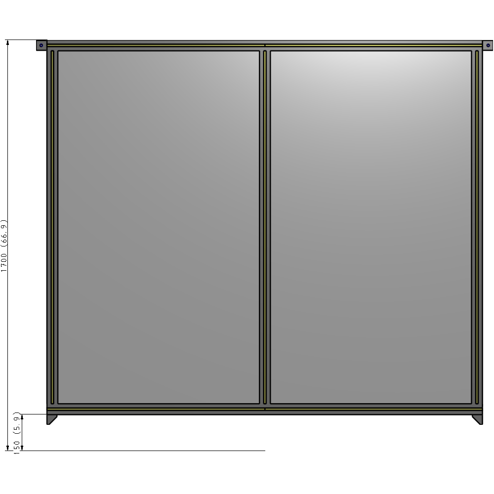 B4-1700-1800-0150-TYPZA DOUBLE PANEL-NO LEGS, TIE PLATE AND ANGLE CONNECTORS 1700MM X 1800MM  1/4" POLYCARBONATE, AS A KIT