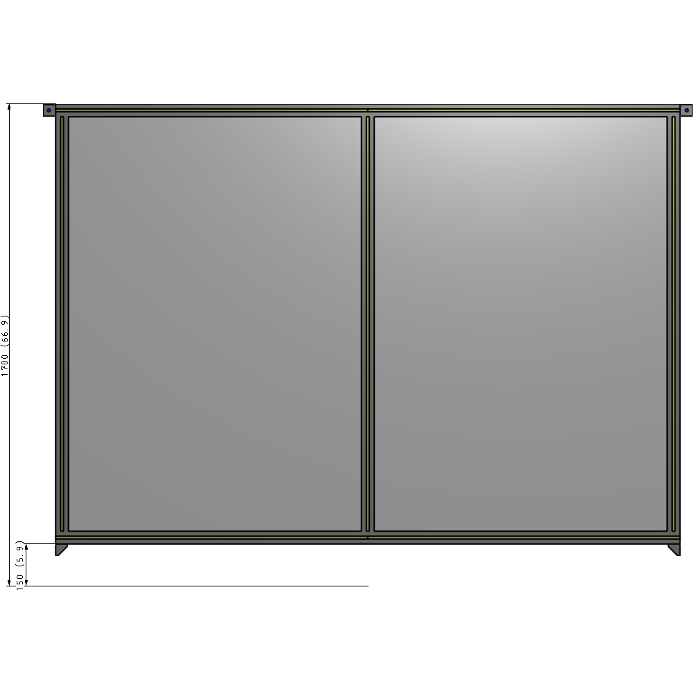 B4-1700-2200-0150-TYPZA DOUBLE PANEL-NO LEGS, TIE PLATE AND ANGLE CONNECTORS 1700MM X 2200MM  1/4" POLYCARBONATE, AS A KIT