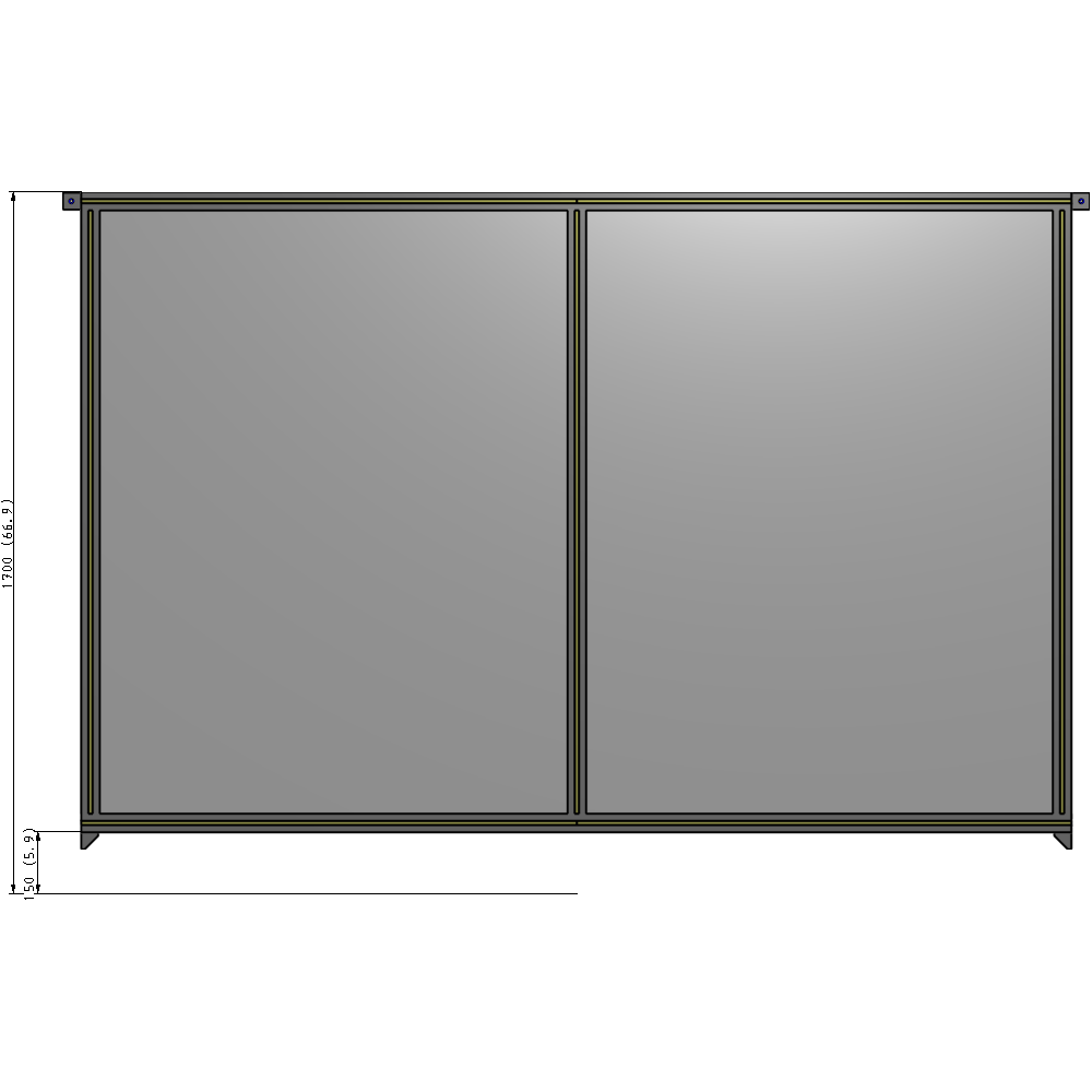 B4-1700-2400-0150-TYPZA DOUBLE PANEL-NO LEGS, TIE PLATE AND ANGLE CONNECTORS 1700MM X 2400MM  1/4" POLYCARBONATE, ASSEMBLED