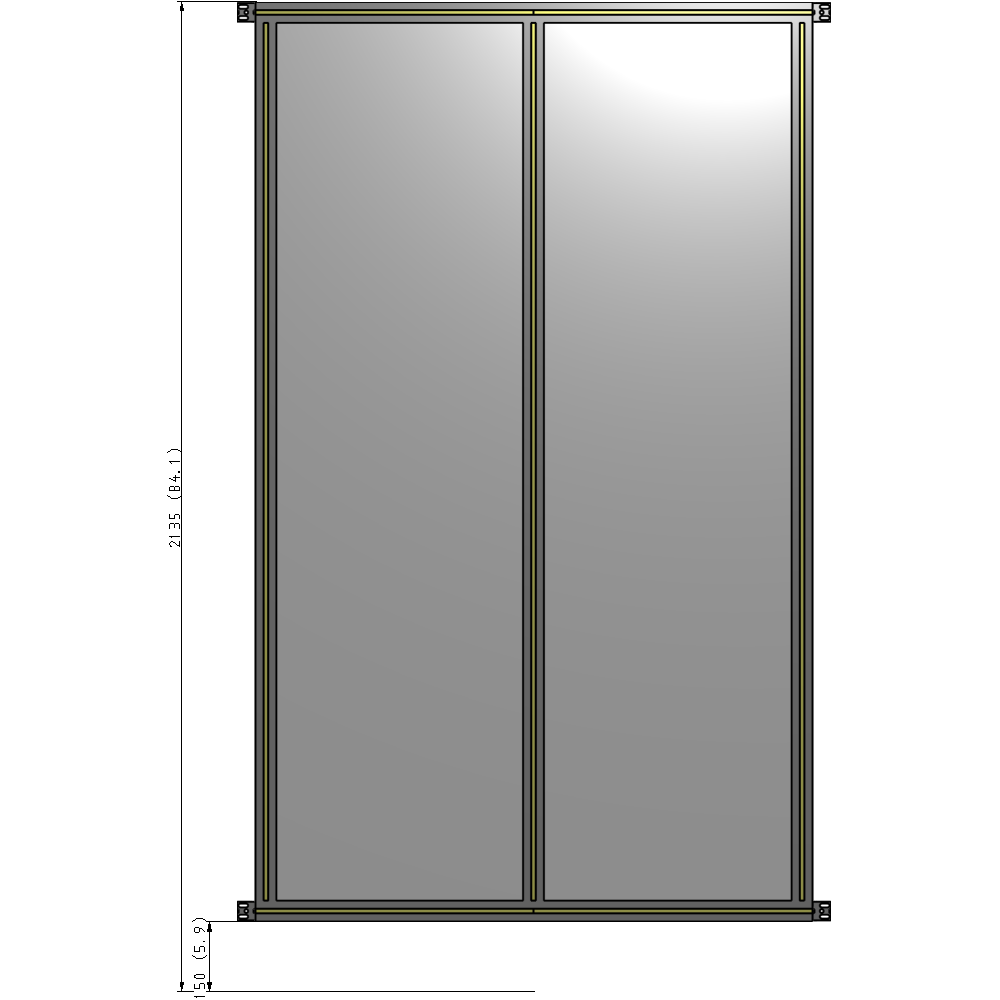 B4-2135-1200-0150-HYPZK DOUBLE PANEL-NO LEGS, HINGE CONNECTORS 2135MM X 1200MM  1/4" POLYCARBONATE, AS A KIT