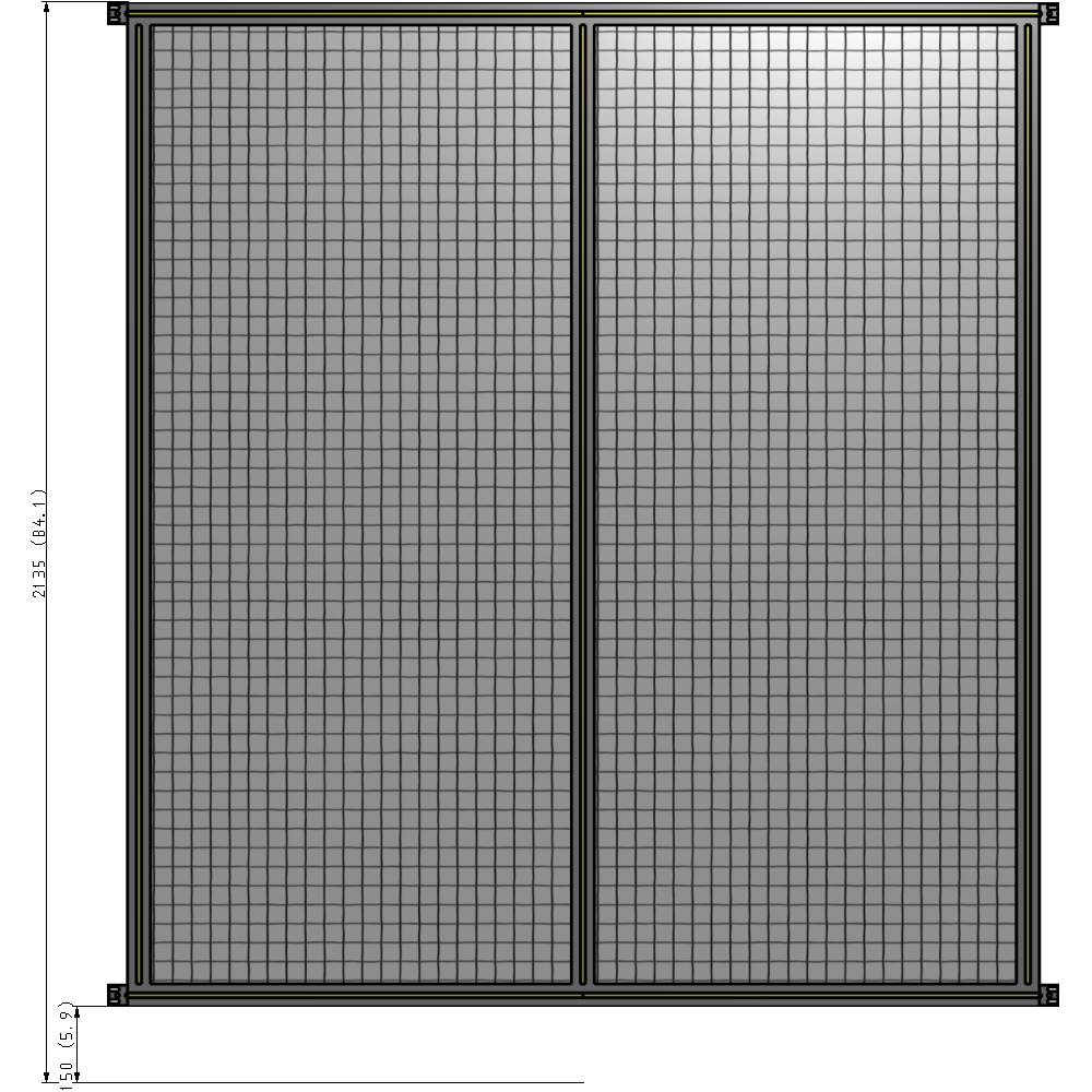 B4-2135-1800-0150-HYMZK DOUBLE PANEL-NO LEGS, HINGE CONNECTORS 2135MM X 1800MM  1" MESH, AS A KIT