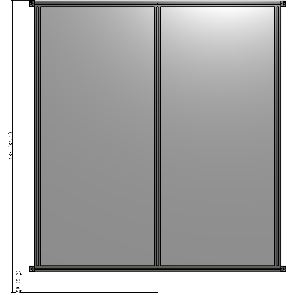B4-2135-1800-0150-HYPZA DOUBLE PANEL-NO LEGS, HINGE CONNECTORS 2135MM X 1800MM  1/4" POLYCARBONATE, ASSEMBLED
