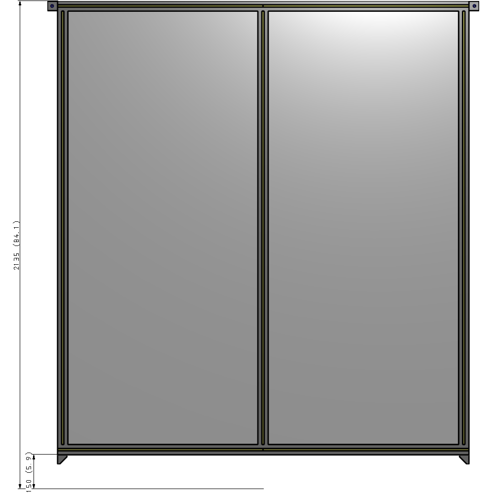 B4-2135-1800-0150-TYPZK DOUBLE PANEL-NO LEGS, TIE PLATE AND ANGLE CONNECTORS 2135MM X 1800MM  1/4" POLYCARBONATE, ASSEMBLED