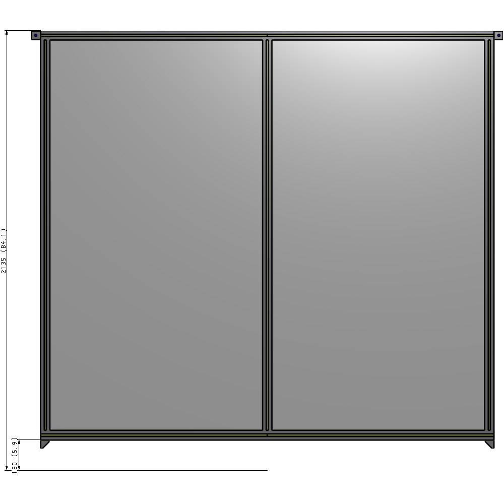 B4-2135-2200-0150-TYPZK DOUBLE PANEL-NO LEGS, TIE PLATE AND ANGLE CONNECTORS 2135MM X  2200MM  1/4" POLYCARBONATE, ASSEMBLED