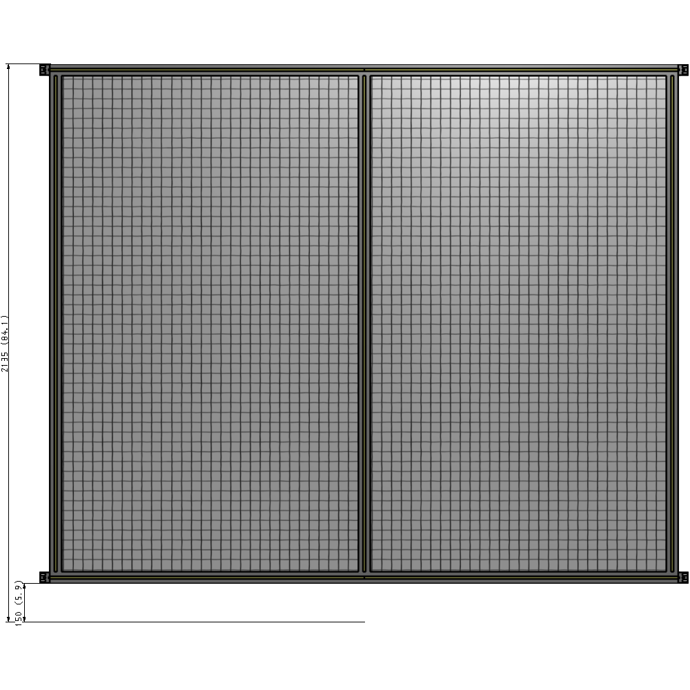 B4-2135-2400-0150-HYMZK DOUBLE PANEL-NO LEGS, HINGE CONNECTORS 2135MM X 2400MM  1" MESH, FULLY ASSEMBLED