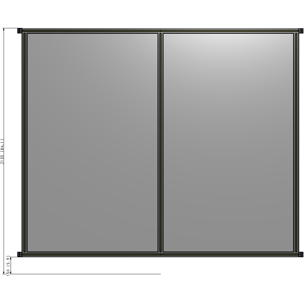 B4-2135-2400-0150-HYPZA DOUBLE PANEL-NO LEGS, HINGE CONNECTORS 2135MM X 2400MM  1/4" POLYCARBONATE, AS A KIT