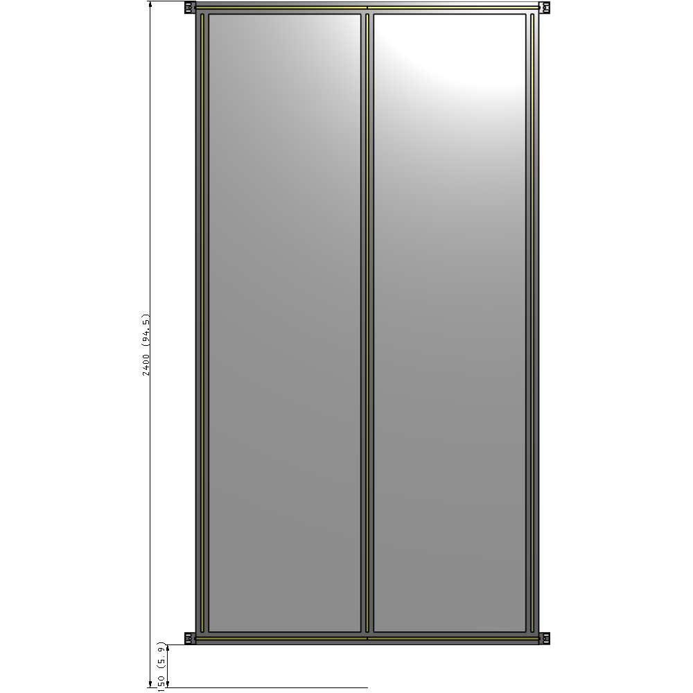 B4-2400-1200-0150-HYPZK DOUBLE PANEL-NO LEGS, HINGE CONNECTORS 2400MM X 1200MM  1/4" POLYCARBONATE, ASSEMBLED