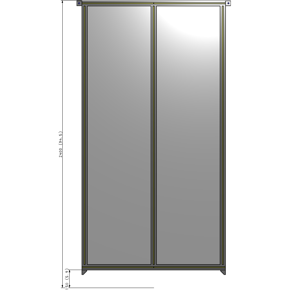 B4-2400-1200-0150-TYPZA DOUBLE PANEL-NO LEGS, TIE PLATE AND ANGLE CONNECTORS 2400MM X 1200MM 1/4" POLYCARBONATE, ASSEMBLED