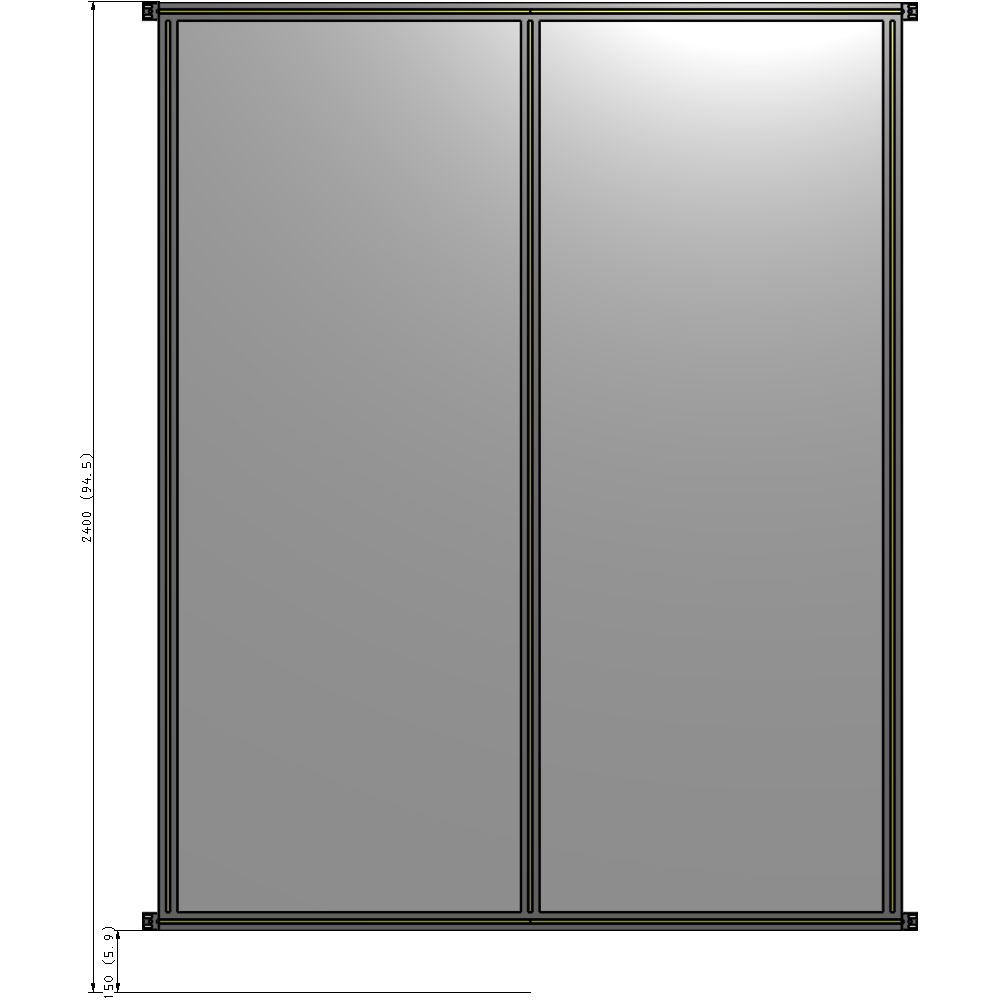 B4-2400-1800-0150-HYPZA DOUBLE PANEL-NO LEGS, HINGE CONNECTORS 2400MM X 1800MM 1/4" POLYCARBONATE, ASSEMBLED