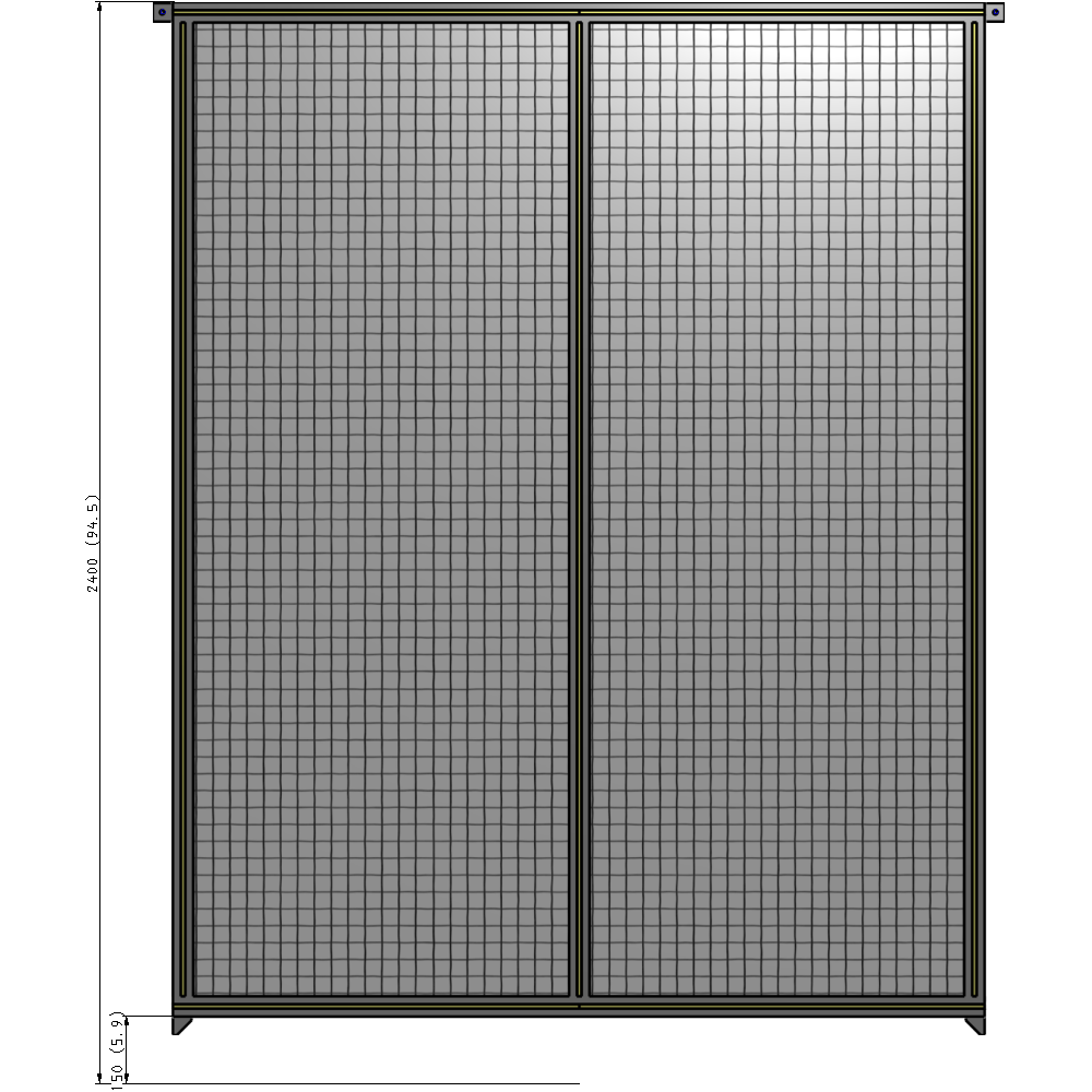 B4-2400-1800-0150-TYMZK DOUBLE PANEL-NO LEGS, TIE PLATE AND ANGLE CONNECTORS 2400MM X 1800MM  1" MESH, AS A KIT