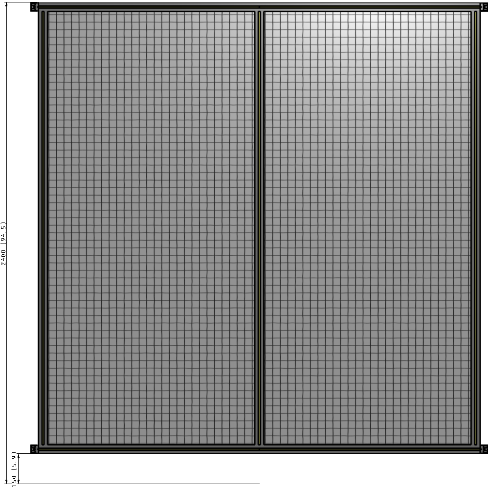 B4-2400-2200-0150-HYMZK DOUBLE PANEL-NO LEGS, HINGE CONNECTORS 2400MM X 2200MM 1" MESH, AS A KIT