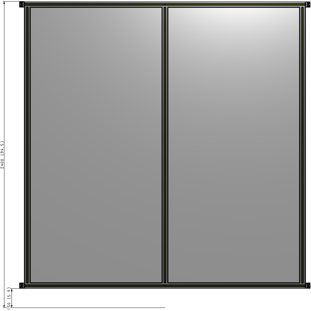 B4-2400-2200-0150-HYPZK DOUBLE PANEL-NO LEGS, HINGE CONNECTORS 2400MM X 2200MM 1/4" POLYCARBONATE, AS A KIT