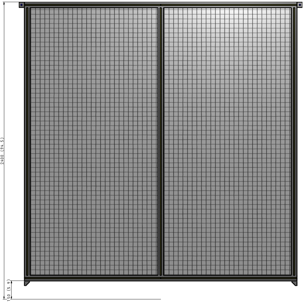 B4-2400-2200-0150-TYMZA DOUBLE PANEL-NO LEGS, TIE PLATE AND ANGLE CONNECTORS 2400MM X 2200MM 1" MESH, FULLY ASSEMBLED