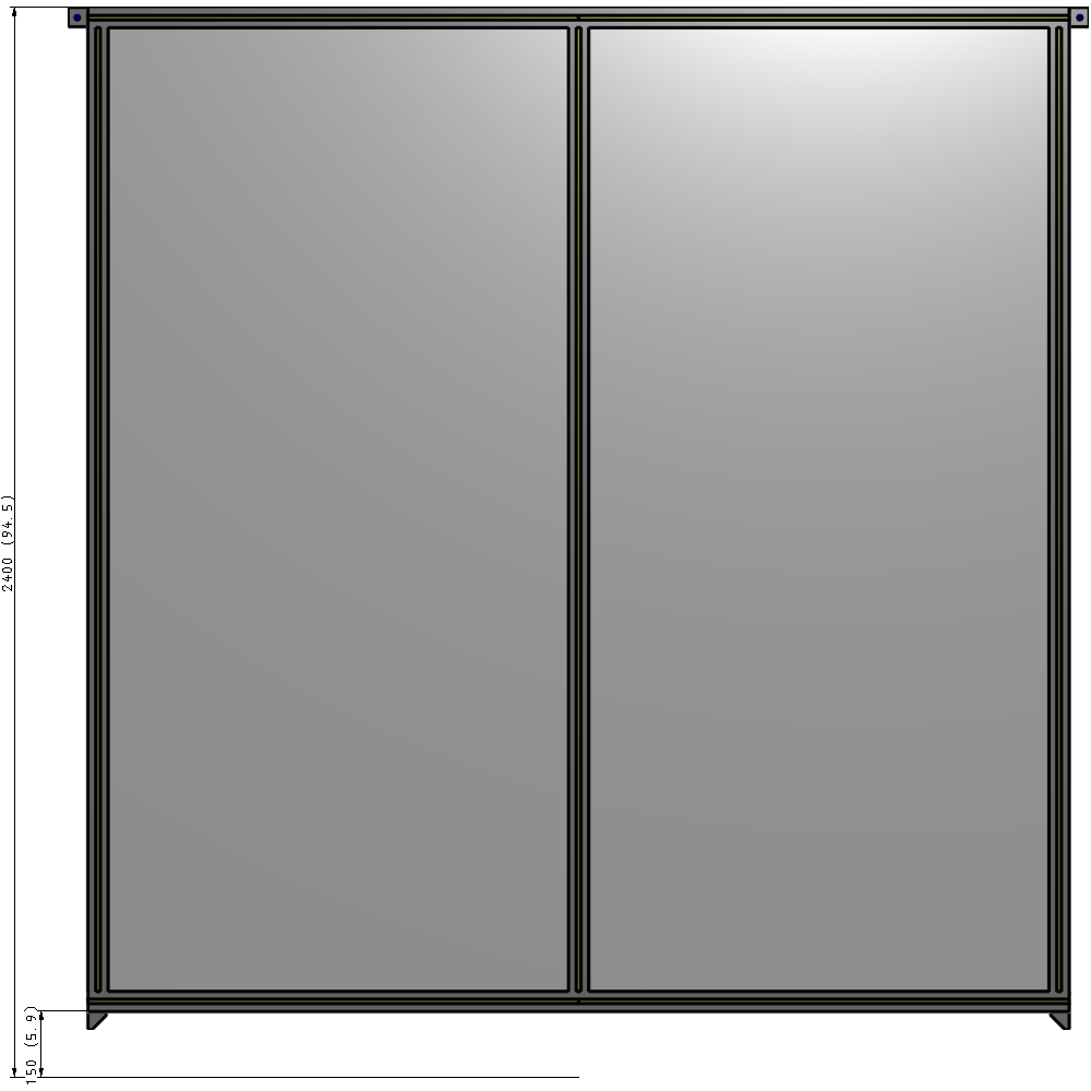 B4-2400-2200-0150-TYPZA DOUBLE PANEL-NO LEGS, TIE PLATE AND ANGLE CONNECTORS 2400MM X 2200MM 1/4" POLYCARBONATE, ASSEMBLED