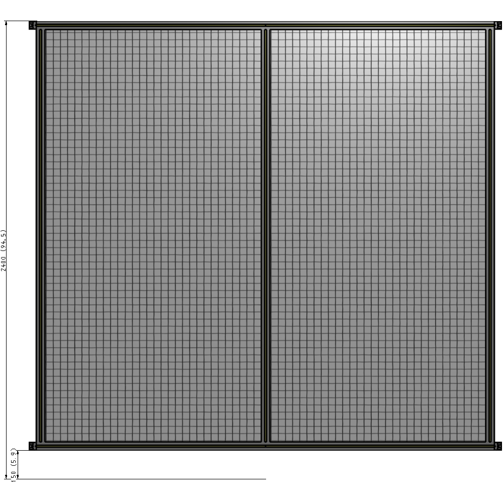 B4-2400-2400-0150-HYMZA DOUBLE PANEL-NO LEGS, HINGE CONNECTORS 2400MM X 2400MM 1" MESH, FULLY ASSEMBLED