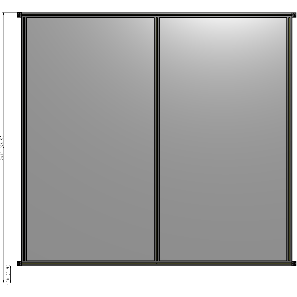B4-2400-2400-0150-HYPZK DOUBLE PANEL-NO LEGS, HINGE CONNECTORS 2400MM X 2400MM 1/4" POLYCARBONATE, ASSEMBLED