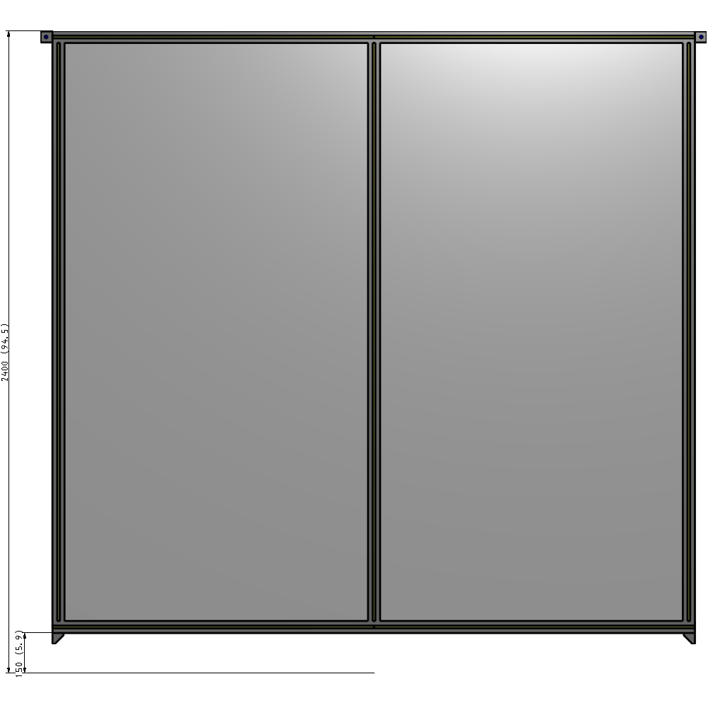 B4-2400-2400-0150-TYPZA DOUBLE PANEL-NO LEGS, TIE PLATE AND ANGLE CONNECTORS 2400MM X 2400MM 1/4" POLYCARBONATE, AS A KIT