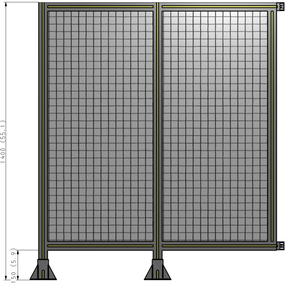B5-1400-1200-0150-HYMFA DOUBLE PANEL-LEGS ON LEFT AND CENTER WITH HINGES 1400MM X 1200MM 1" MESH, AS A KIT
