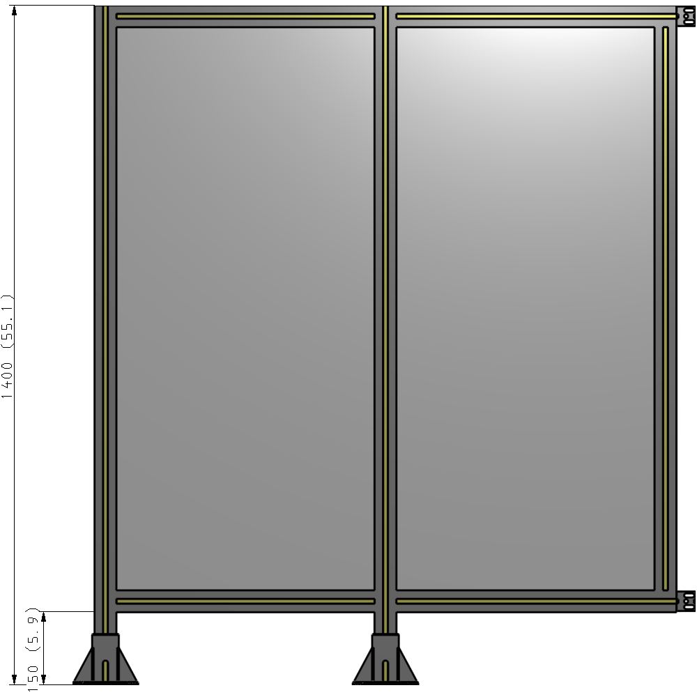 B5-1400-1200-0150-HYPFK DOUBLE PANEL-LEGS ON LEFT AND CENTER WITH HINGES 1400MM X 1200MM  1/4" POLYCARBONATE, ASSEMBLED