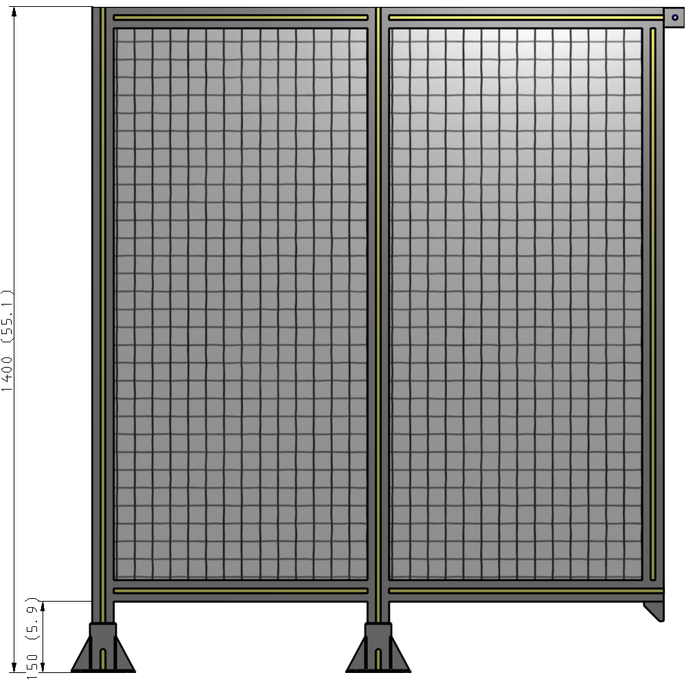 B5-1400-1200-0150-TYMFK DOUBLE PANEL-LEGS ON LEFT AND CENTER, TIE PLATE ON RIGHT 1400MM X 1200MM 1" MESH, FULLY ASSEMBLED
