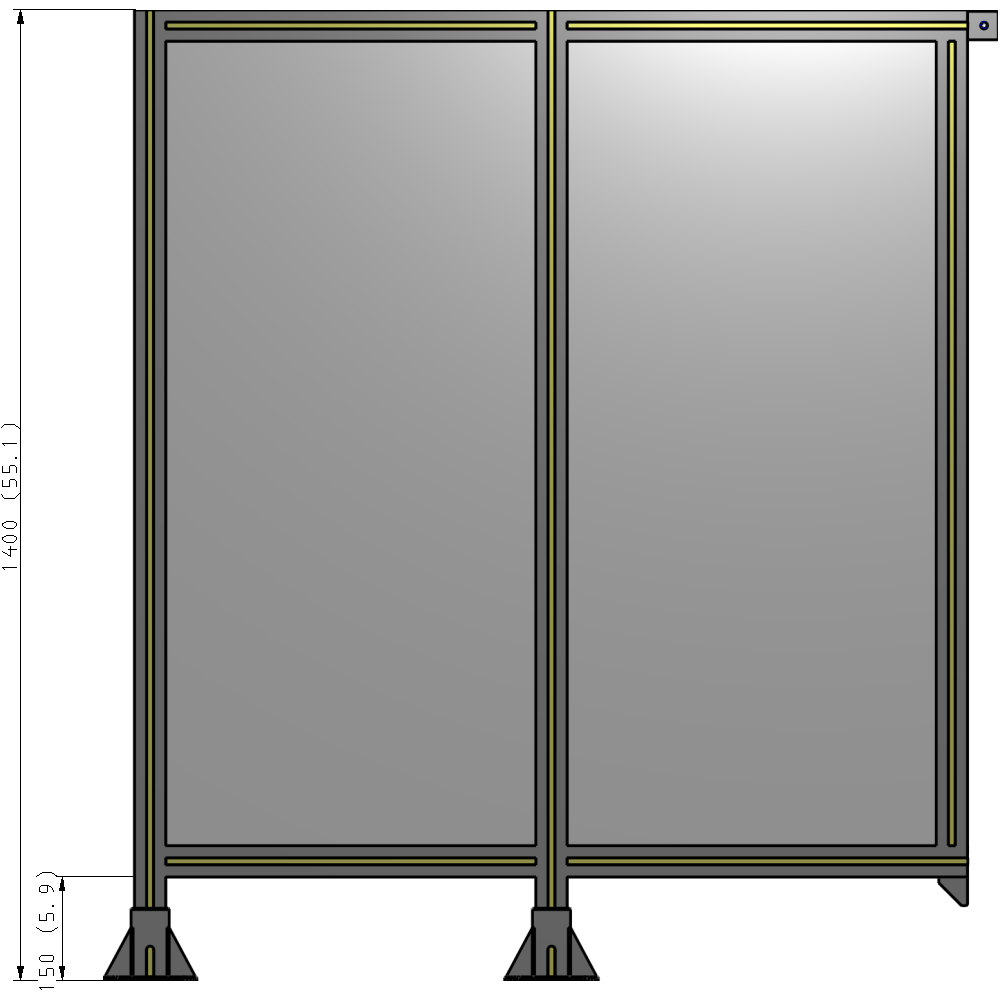 B5-1400-1200-0150-TYPFA DOUBLE PANEL-LEGS ON LEFT AND CENTER, TIE PLATE ON RIGHT 1400MM X 1200MM 1/4" POLYCARBONATE, AS KIT