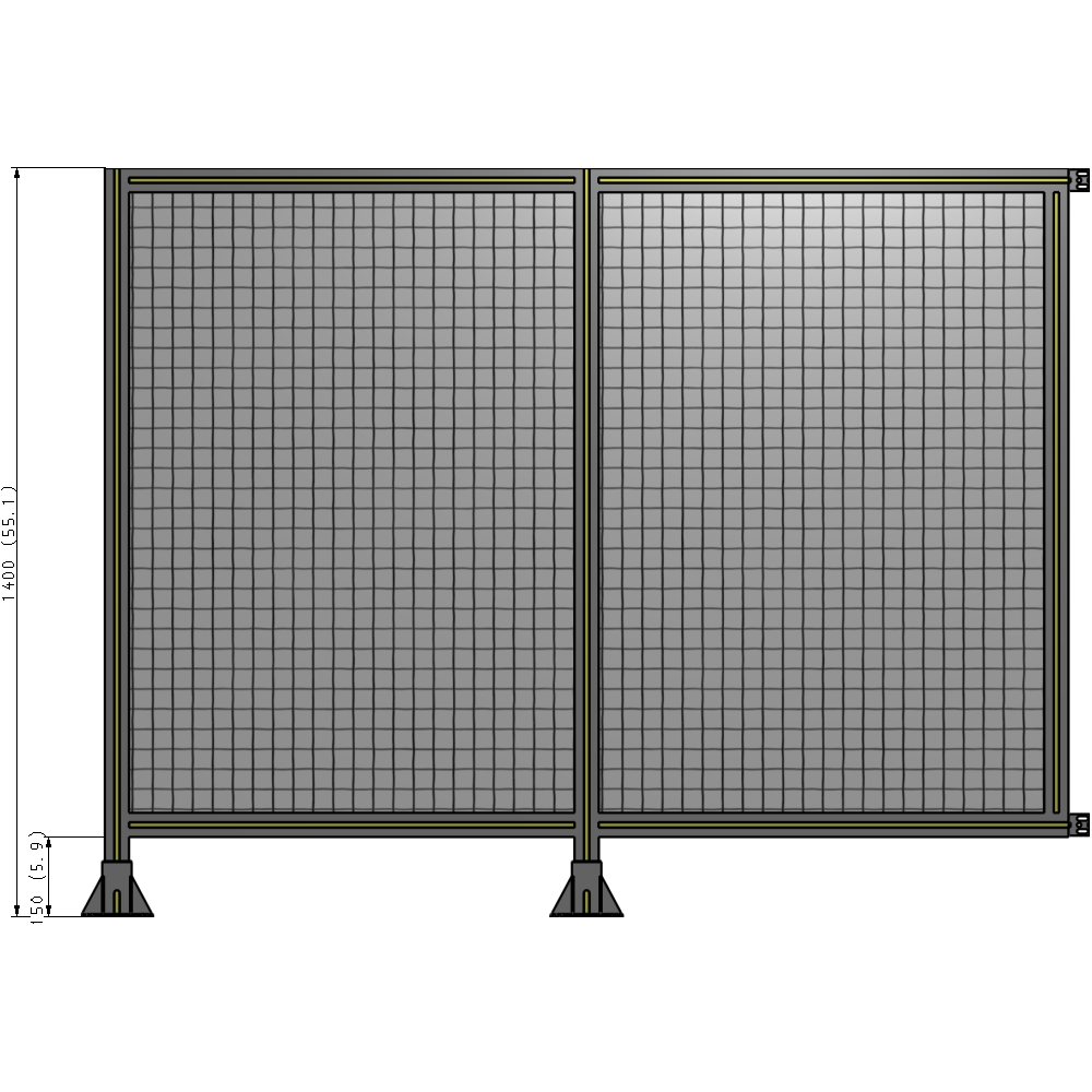 B5-1400-1800-0150-HYMFA DOUBLE PANEL-LEGS ON LEFT AND CENTER WITH HINGES 1400MM X 1800MM 1" MESH, AS A KIT