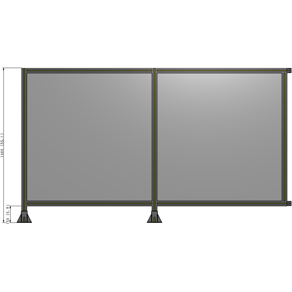 B5-1400-2400-0150-HYPFK DOUBLE PANEL-LEGS ON LEFT AND CENTER WITH HINGES 1400MM X 2400MM 1/4" POLYCARBONATE, AS A KIT