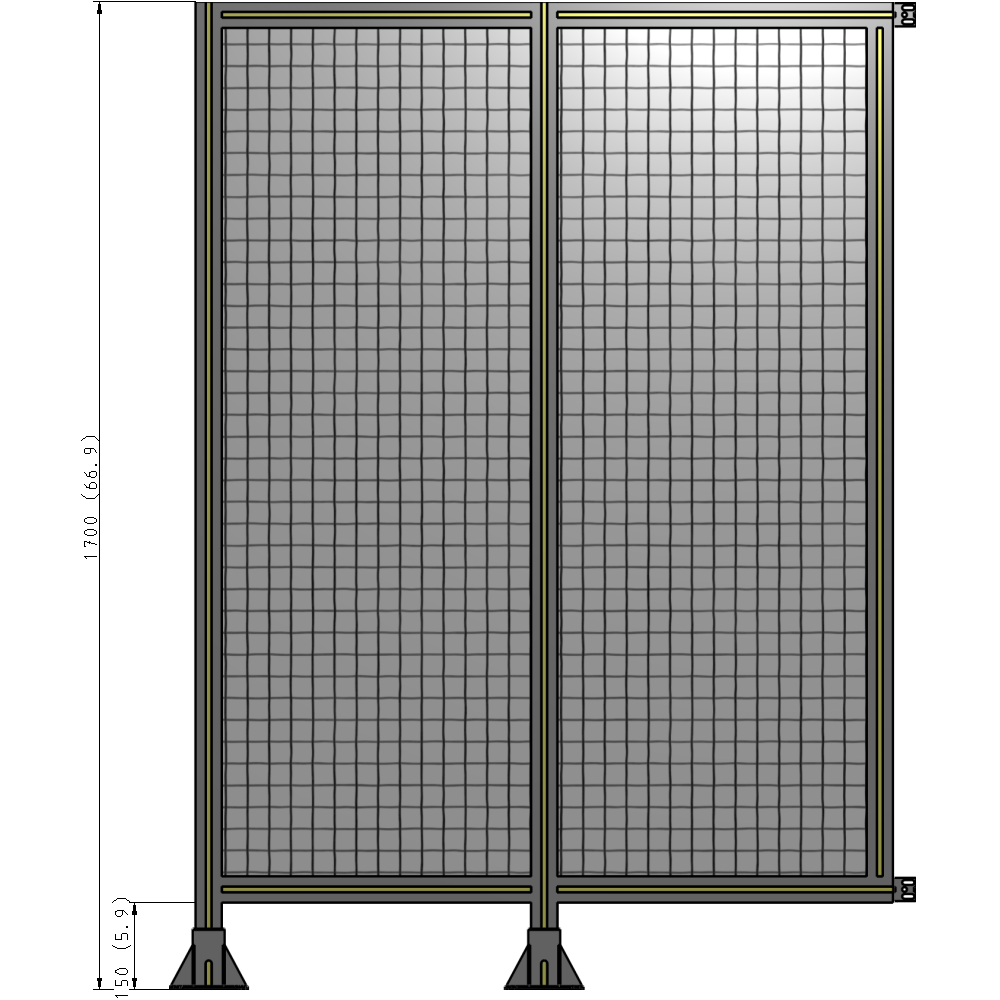 B5-1700-1200-0150-HYMFK DOUBLE PANEL-LEGS ON LEFT AND CENTER WITH HINGES 1700MM X 1200MM 1" MESH, AS A KIT