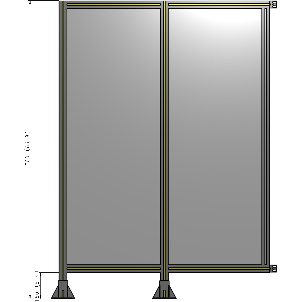B5-1700-1200-0150-HYPFK DOUBLE PANEL-LEGS ON LEFT AND CENTER WITH HINGES 1700MM X 1200MM  1/4" POLYCARBONATE, AS A KIT
