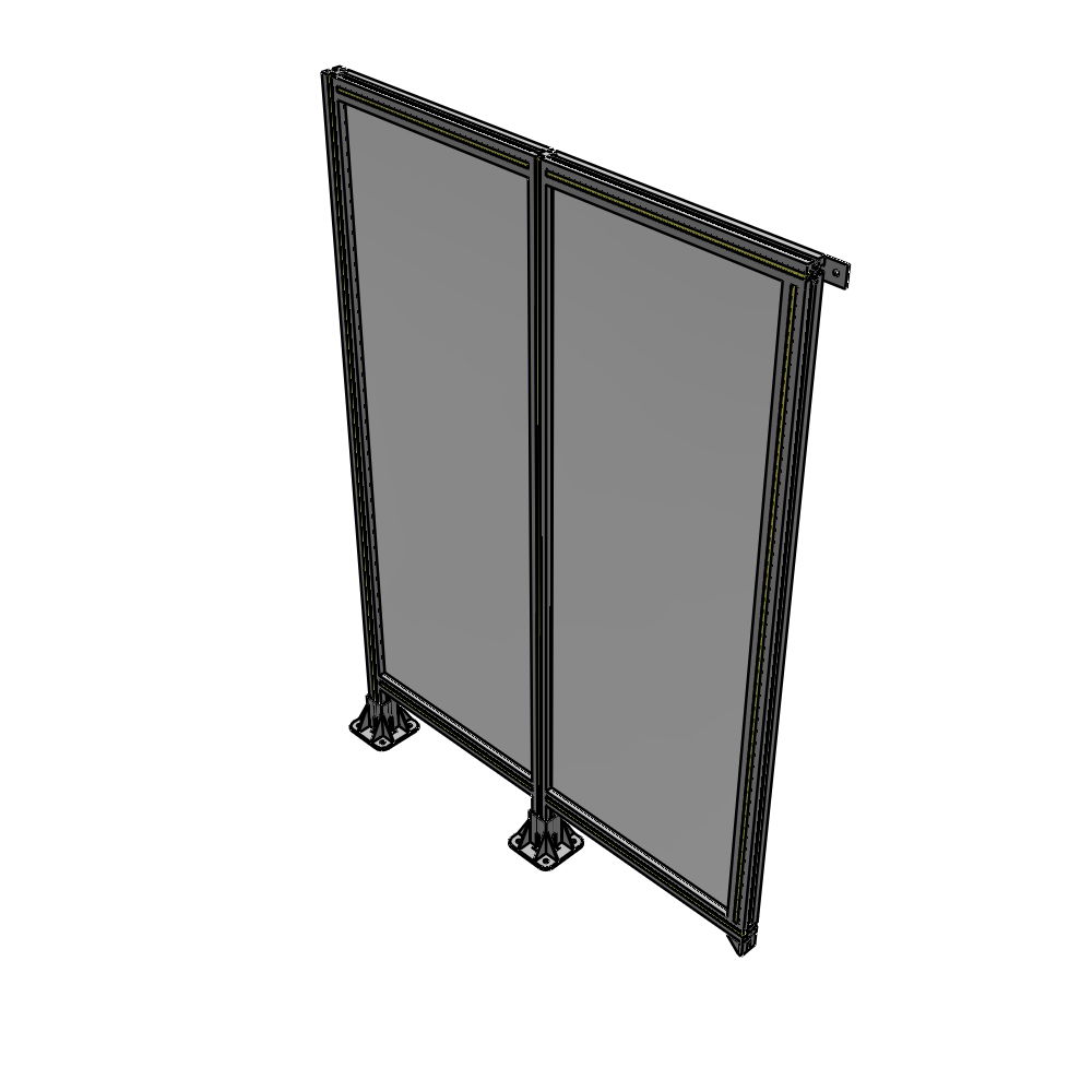 B5-1700-1200-0150-TYPFA DOUBLE PANEL-LEGS ON LEFT AND CENTER, TIE PLATE ON RIGHT 1700MM X 1200MM 1/4" POLYCARB, ASSEMBLED