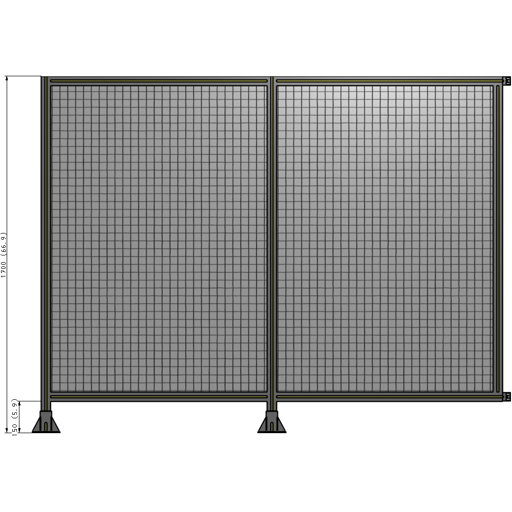 B5-1700-2200-0150-HYMFK DOUBLE PANEL-LEGS ON LEFT AND CENTER WITH HINGES 1700MM X 2200MM 1" MESH, AS A KIT