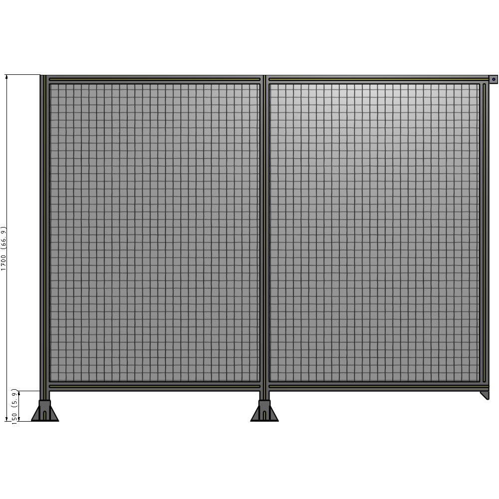 B5-1700-2200-0150-TYMFK DOUBLE PANEL-LEGS ON LEFT AND CENTER, TIE PLATE ON RIGHT 1700MM X 2200MM 1" MESH, AS A KIT