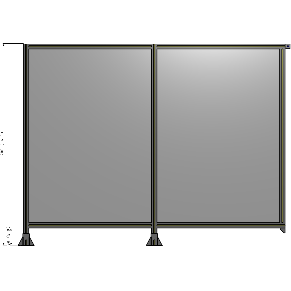 B5-1700-2200-0150-TYPFK DOUBLE PANEL-LEGS ON LEFT AND CENTER, TIE PLATE ON RIGHT 1700MM X 2200MM 1/4" POLYCARBONATE, AS KIT