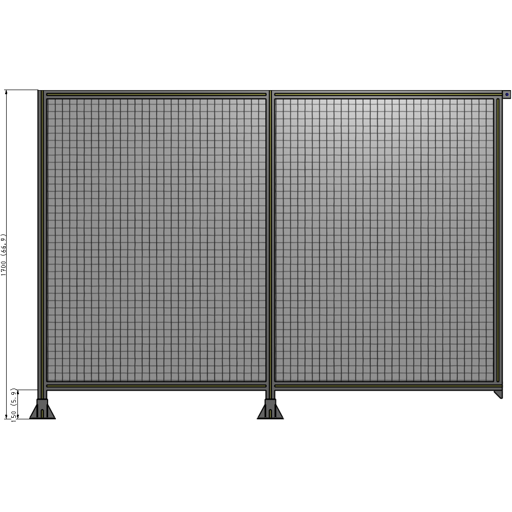 B5-1700-2400-0150-TYMFK DOUBLE PANEL-LEGS ON LEFT AND CENTER, TIE PLATE ON RIGHT 1700MM X 2400MM 1" MESH, AS A KIT