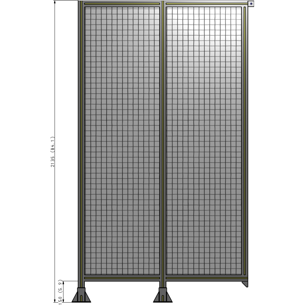 B5-2135-1200-0150-TYMFK DOUBLE PANEL-LEGS ON LEFT AND CENTER, TIE PLATE ON RIGHT 2135MM X 1200MM 1" MESH, AS A KIT