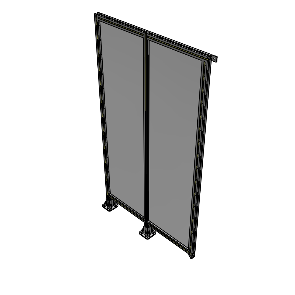 B5-2135-1200-0150-TYPFK DOUBLE PANEL-LEGS ON LEFT AND CENTER, TIE PLATE ON RIGHT 2135MM X 1200MM  1/4" POLYCARBONATE, AS KIT