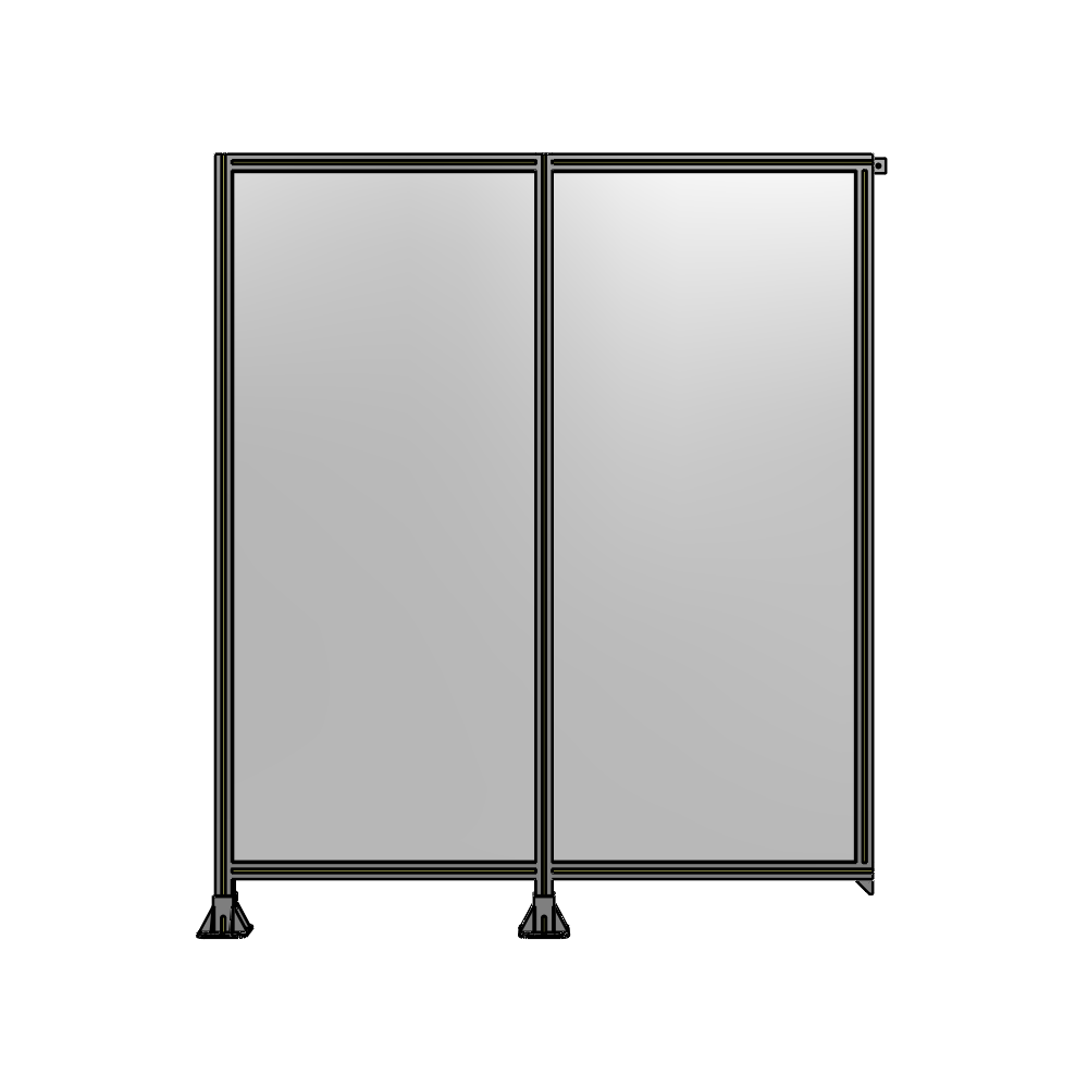 B5-2135-1800-0150-TYPFA DOUBLE PANEL-LEGS ON LEFT AND CENTER, TIE PLATE ON RIGHT 2135MM X 1800MM 1/4" POLYCARB, ASSEMBLED