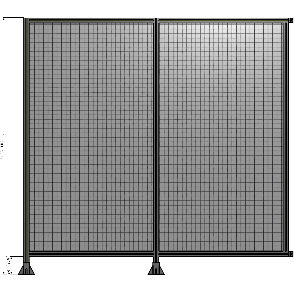 B5-2135-2200-0150-HYMFK DOUBLE PANEL-LEGS ON LEFT AND CENTER WITH HINGES 2135MM X  2200MM  1" MESH, AS A KIT