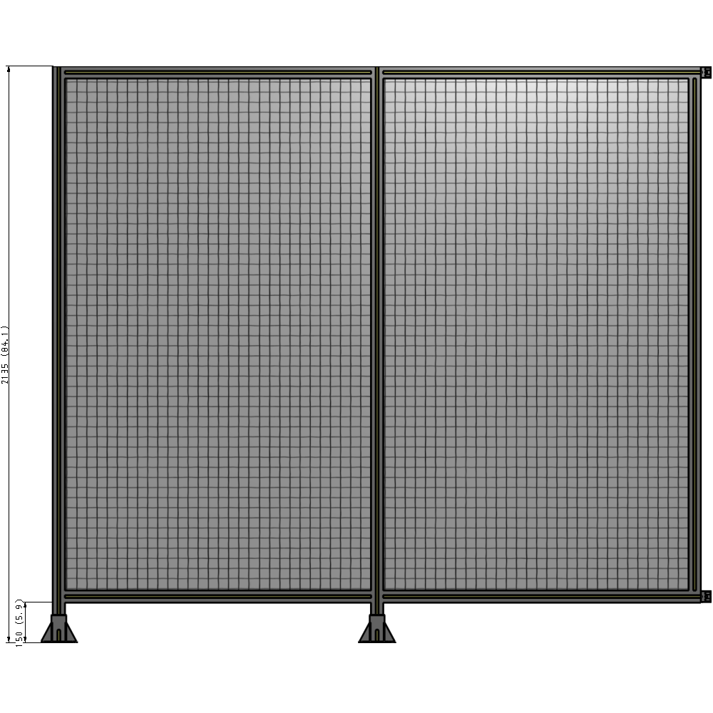 B5-2135-2400-0150-HYMFK DOUBLE PANEL-LEGS ON LEFT AND CENTER WITH HINGES 2135MM X 2400MM 1" MESH, AS A KIT