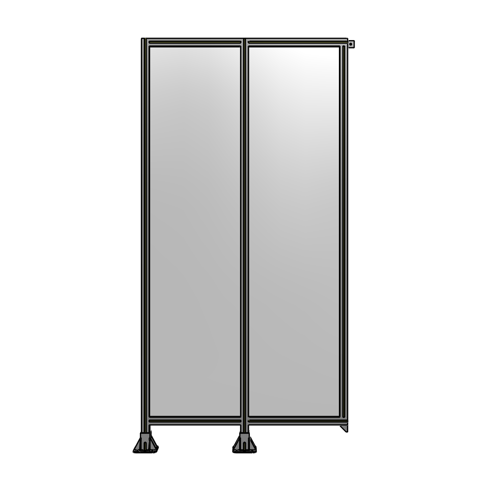 B5-2400-1200-0150-TYPFA DOUBLE PANEL-LEGS ON LEFT AND CENTER, TIE PLATE ON RIGHT 2400MM X 1200MM  1/4" POLYCARB, ASSEMBLED
